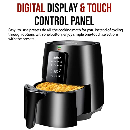 INALSA Air Fryer Nutri Fry Digital 4.2L|Imported Premium Range|Designed In Europe With International Health & Safety Standards|1400W with Smart AirCrisp Technology|Free Recipe book|2Yr Warranty INALSA Air Fryer Nutri Fry Digital 4.2L|Imported Premium Range|Designed In Europe With International Health & Safety Standards|1400W with Smart AirCrisp Technology|Free Recipe book|2Yr Warranty